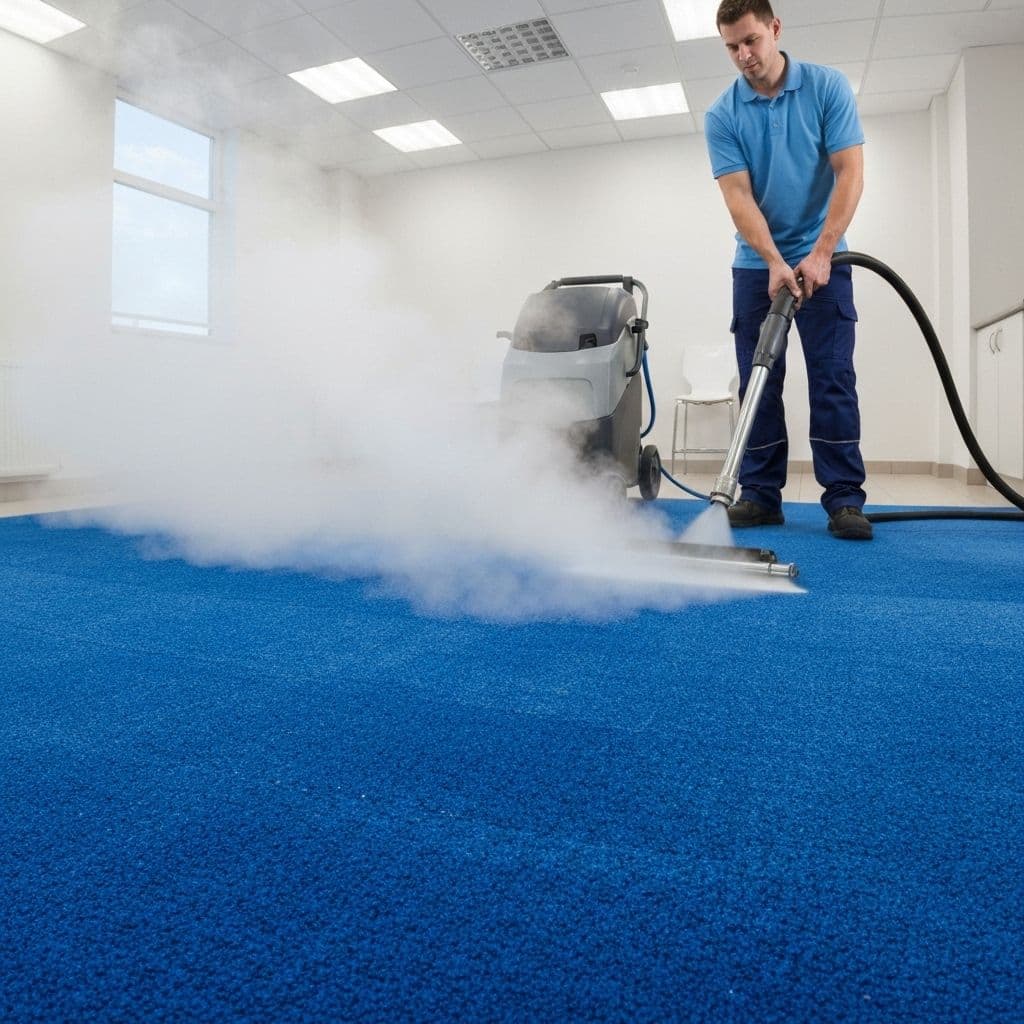 Carpet cleaning service in action